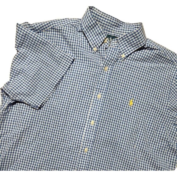 Ralph Lauren‎ Gingham Classic Fit Button Up Shirt Men's L Blue - Picture 1 of 6